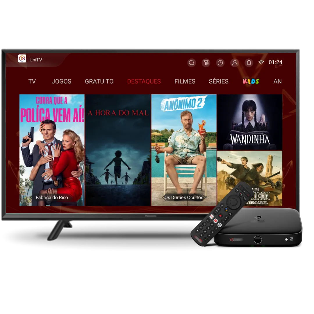 UniTV funcionando em Smart TV, TV Box e celular